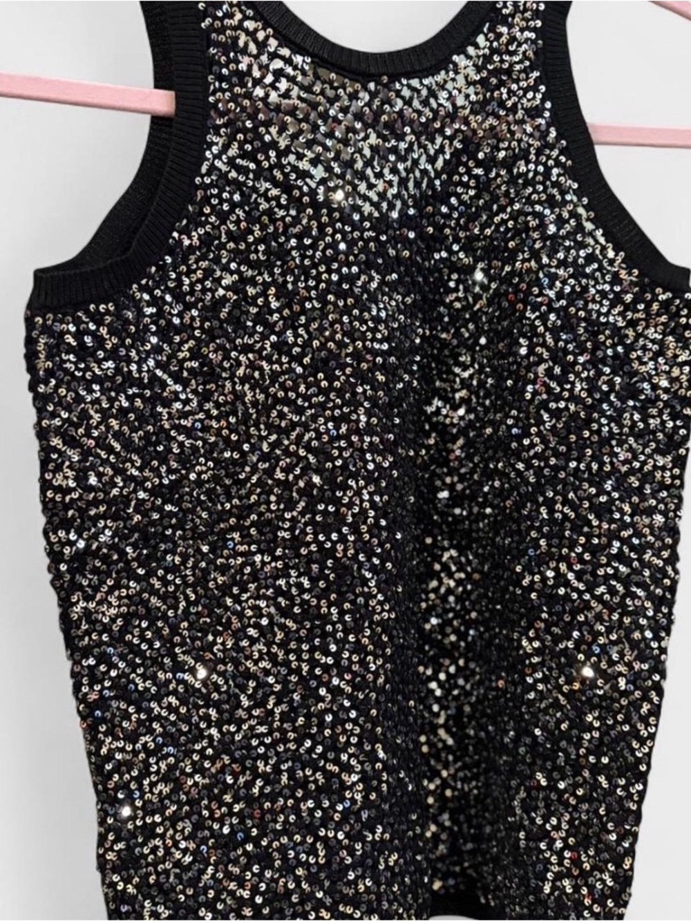 Vintage 90s IISLI NY black sequin tank